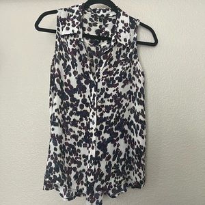 Nic + Zoe tops with navy and purple accents. Size PS